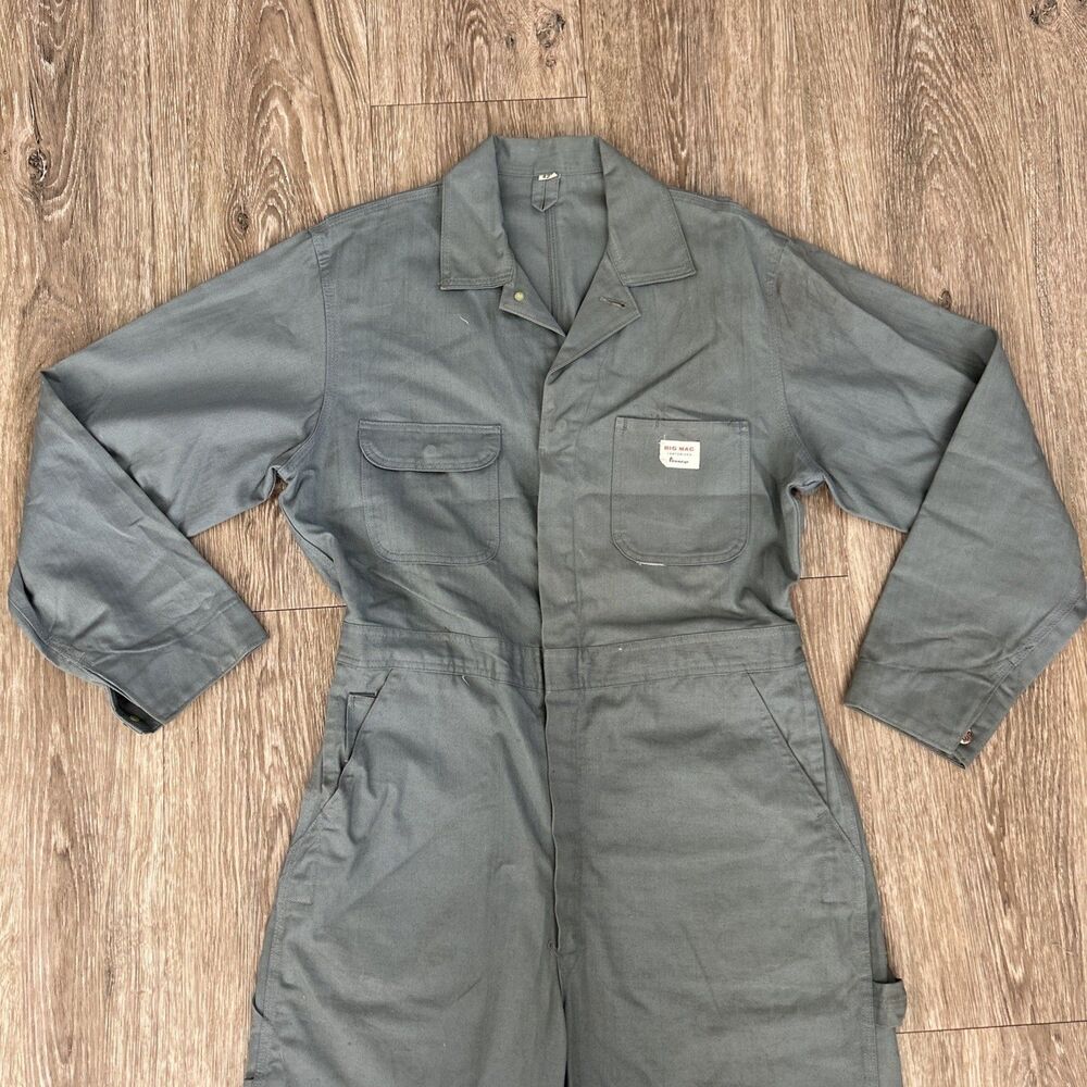 Vintage 40s 50s Big Mac Penneys Herringbone Twill Coveralls Green 42L Sanforized